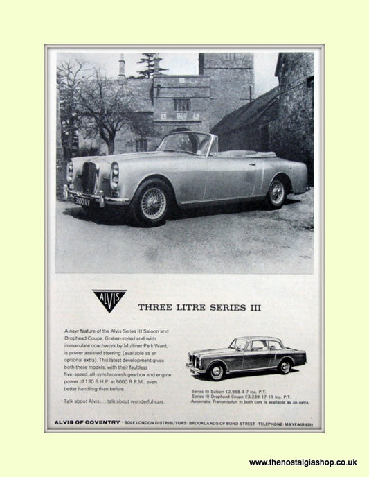 Alvis Series III Set of 2 Original Adverts 1965 (ref AD6650)