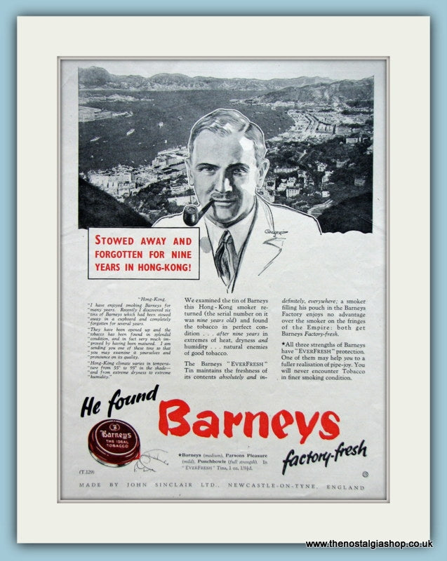 Barneys Tobacco. Original Advert 1941 (ref AD6046)
