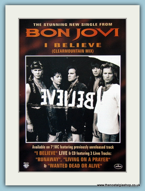 Bon Jovi I Believe 1993 Original Advert (ref AD3283)