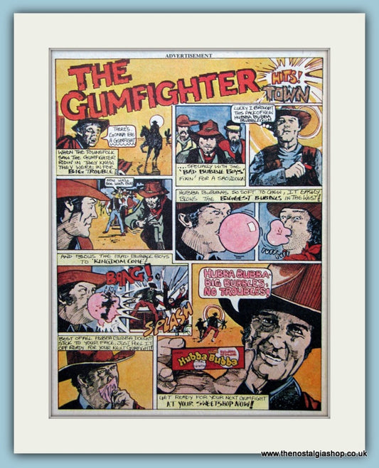 The Gumfighter Hits Town Hubba Bubba Original Advert 1980 (ref AD6439)