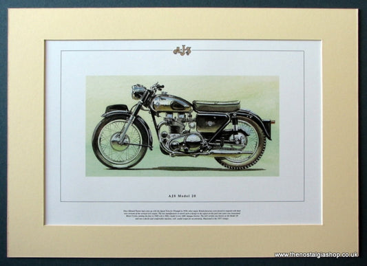 AJS Model 20 Mounted Motorcycle Print (ref PR3034)