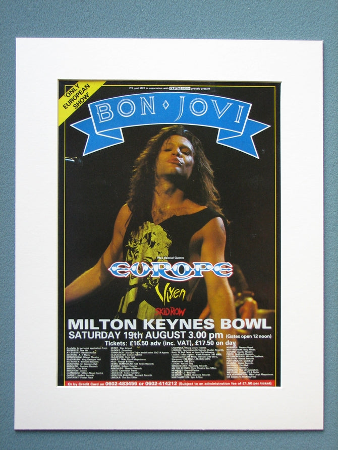Bon Jovi Milton Keynes 1989 Original Advert (ref AD885)