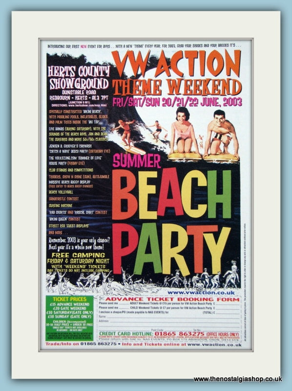 VW Action Summer Beach Party Event 2003. Original Advert (ref AD2044)