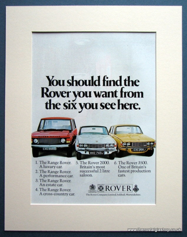 Rover 2000,Range Rover,Rover 3500 1970 Original Advert (ref AD 1637 ...