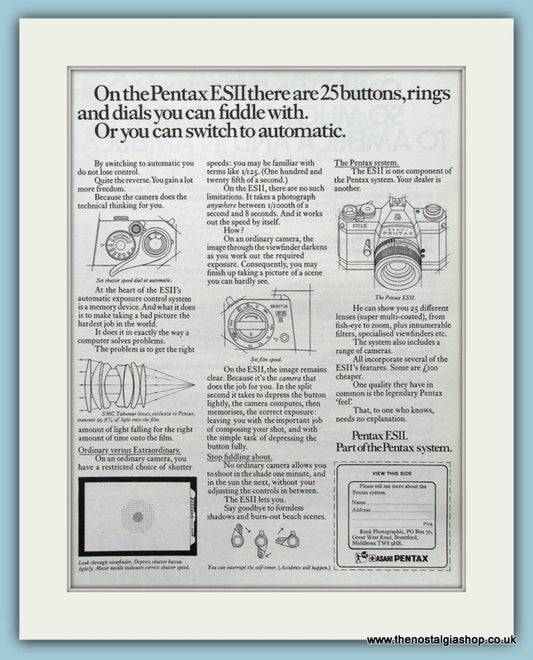 Pentax ESII Original Advert 1975 (ref AD4581)