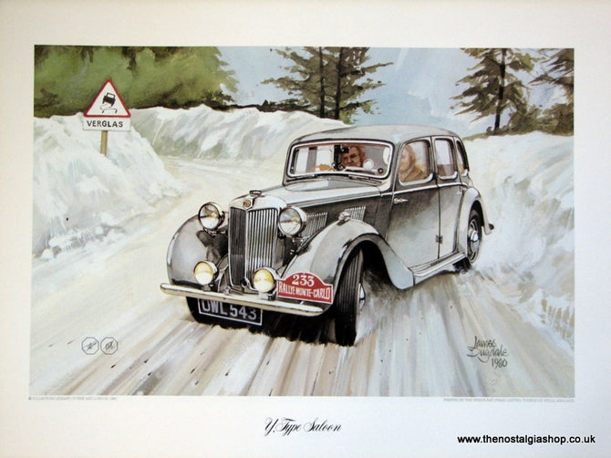 MG Y,Type Saloon. Classic Large Car Print.