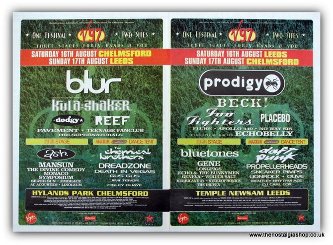 V97 Festival, Original Advert 1997, Blur, Prodigy. (ref AD9043)