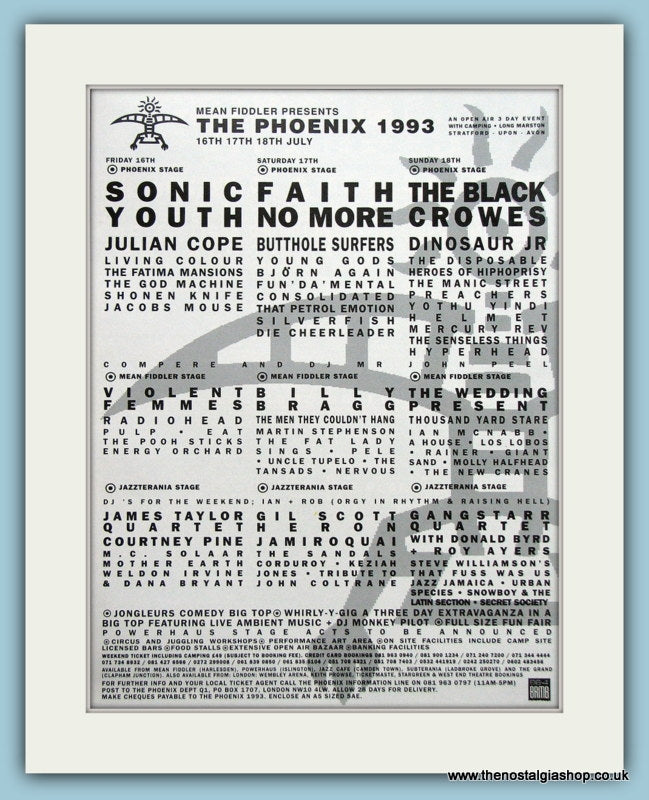 The Phoenix Festival Advert Stratford-Upon-Avon July 1993 (ref AD3349)