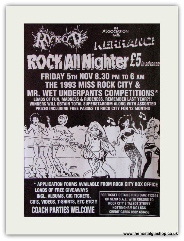 Rock All Nighter Advert 1993 (ref AD1838)