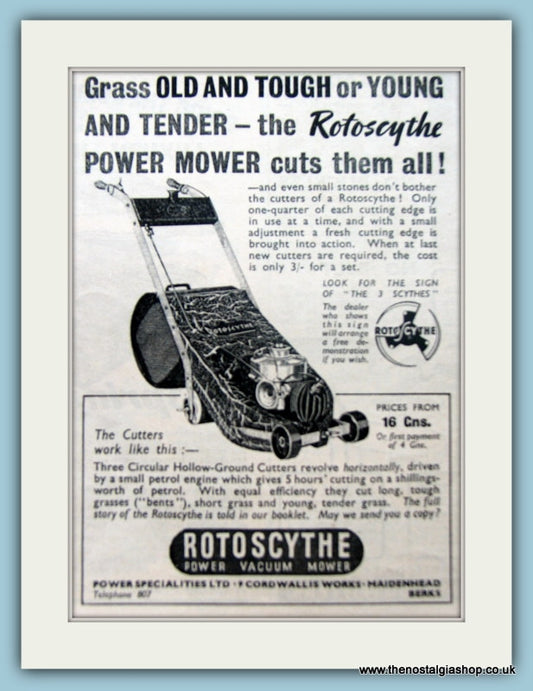 Rotoscythe Power Mower. Original Advert 1938 (ref AD4629)
