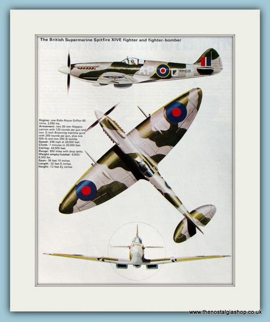 British Supermarine Spitfire XIVE Fighter And Fighter-Bomber Print (ref PR523)