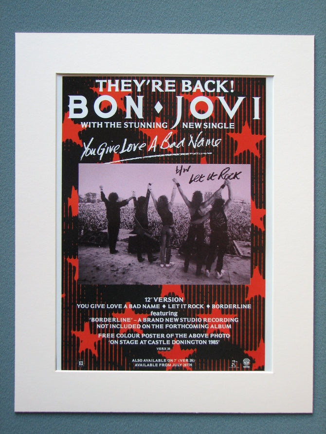 Bon Jovi set of 4 Original Adverts 1980's(ref AD870)