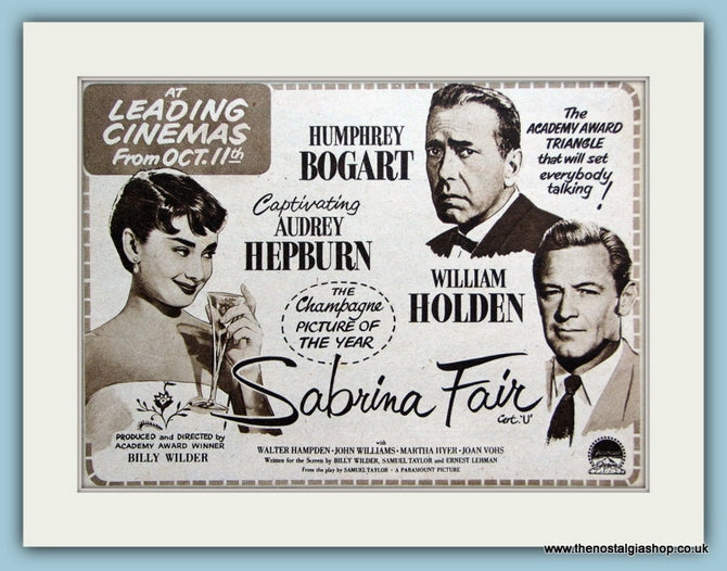 Sabrina Fair starring Audrey Hepburn, 1954 Original Advert (ref AD3224)