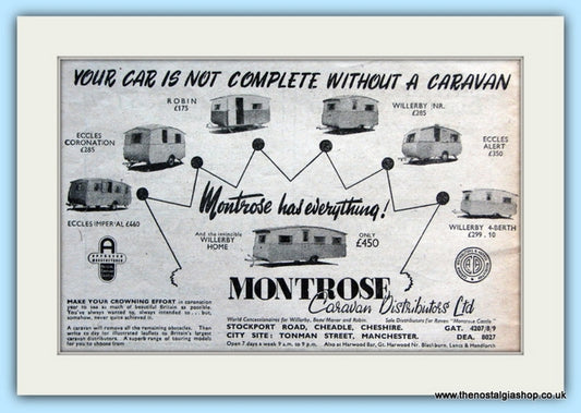 Montrose Caravans Eccles Willerby Original Advert 1953 (ref AD5089)