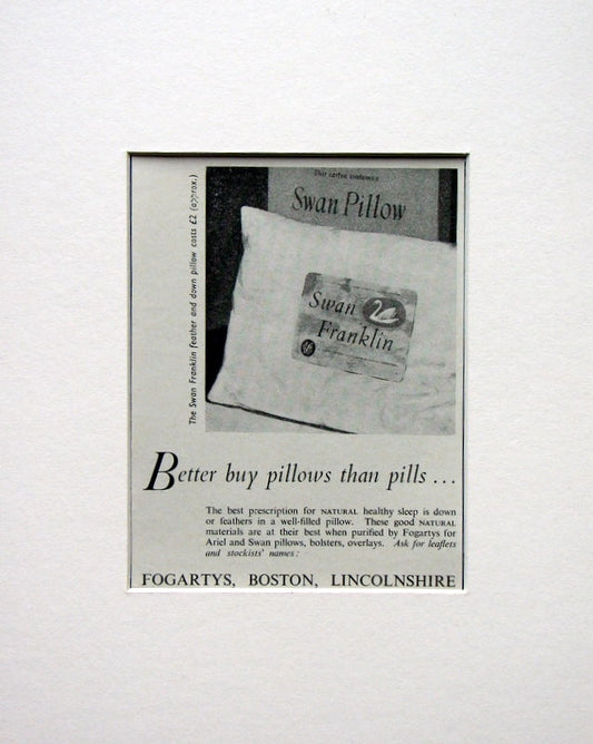 Swan Pillows. Original advert 1954 (ref AD1526)