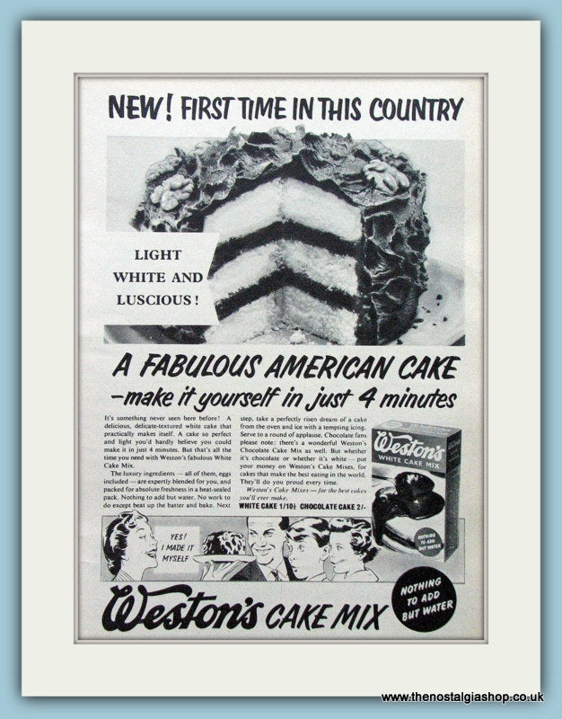 Weston's Cake Mix Original Advert 1955(ref AD4723)