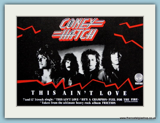 Coney Hatch This Ain't Love Original Music Advert 1985 (ref AD3817)