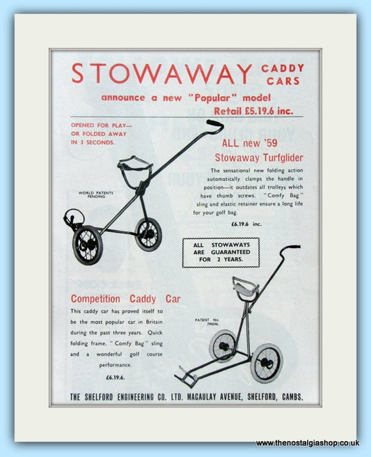 Stowaway Caddy Car. Original Advert 1959 (ref AD4960)