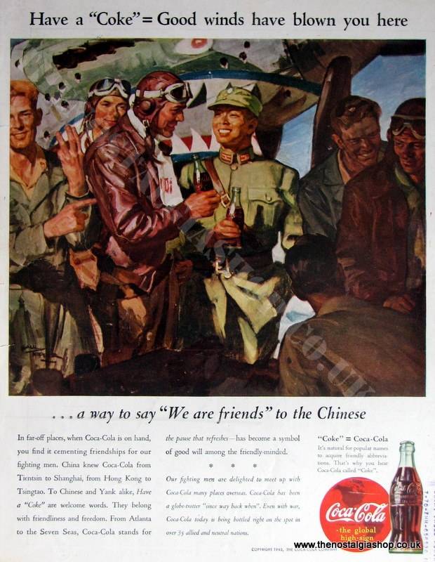 Coca Cola Wartime Original Advert. 1943 (ref AD4027)