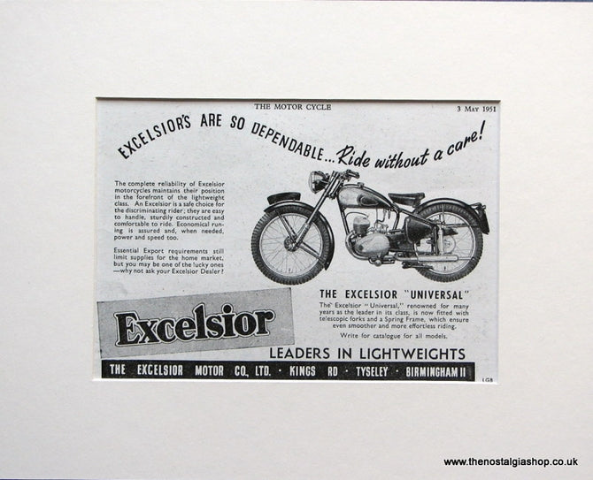 Excelsior Universal 1951 Original advert (ref AD1596)