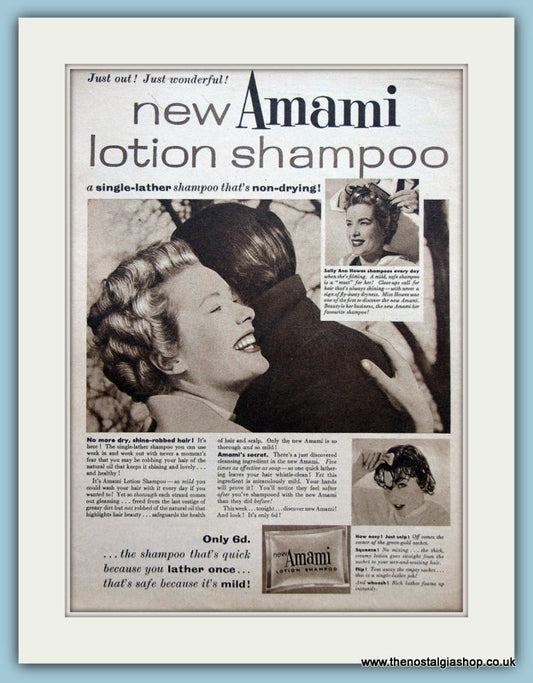 Amami Lotion Shampoo Original Advert 1955 (ref AD3623)