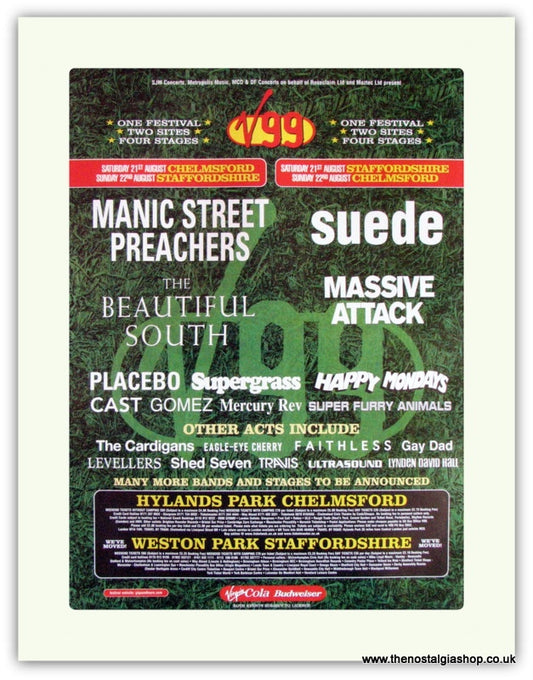 V99 Festival Advert. Manics, Suede, Placebo (ref AD1817)