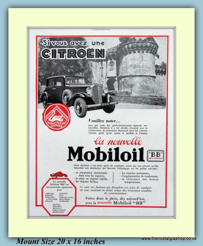 Mobiloil Citroen Original French Advert 1933 (ref AD9198)