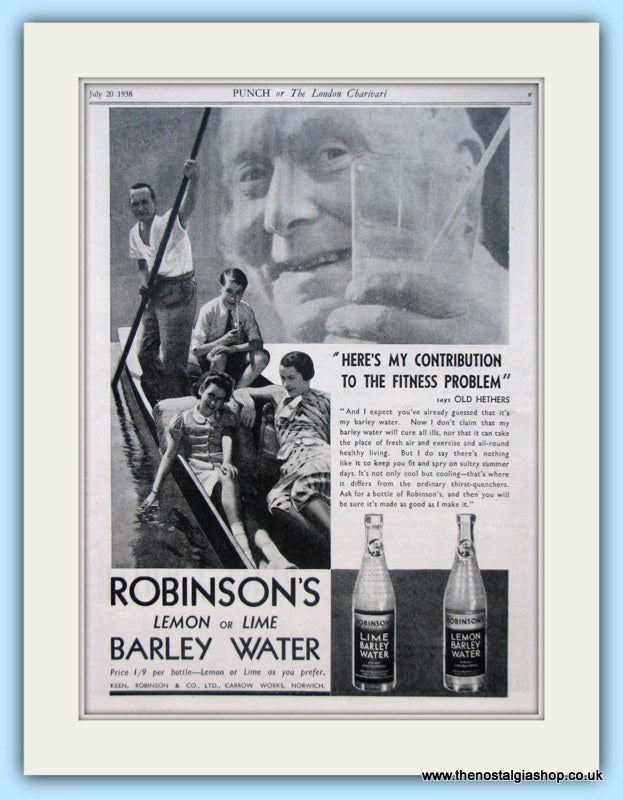 Robinson's Lemon Or Lime Barley Water Original Advert 1938 (ref AD4936)