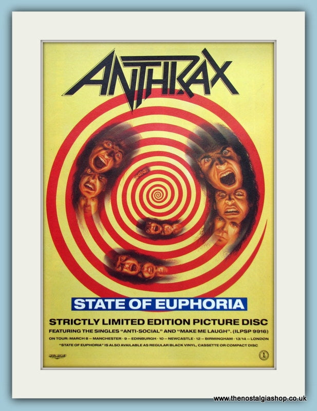 Anthrax State Of Euphoria 1989 Original Advert (ref AD3052)