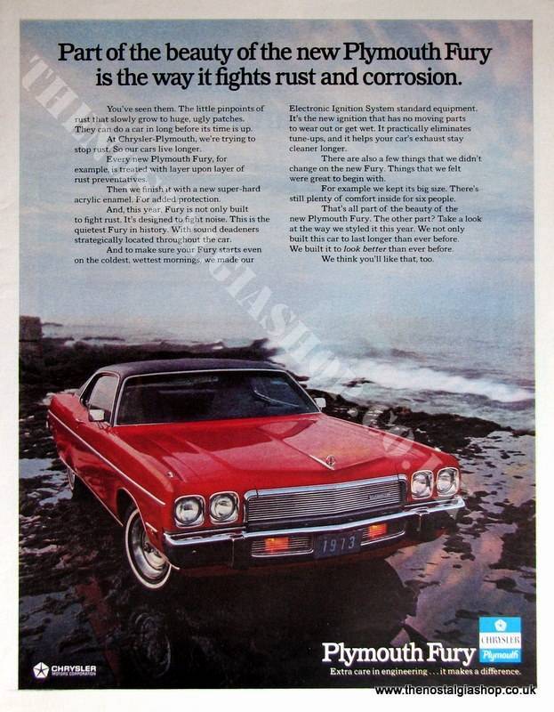 Plymouth Fury by Chrysler. Original Advert 1972 (ref AD4037)