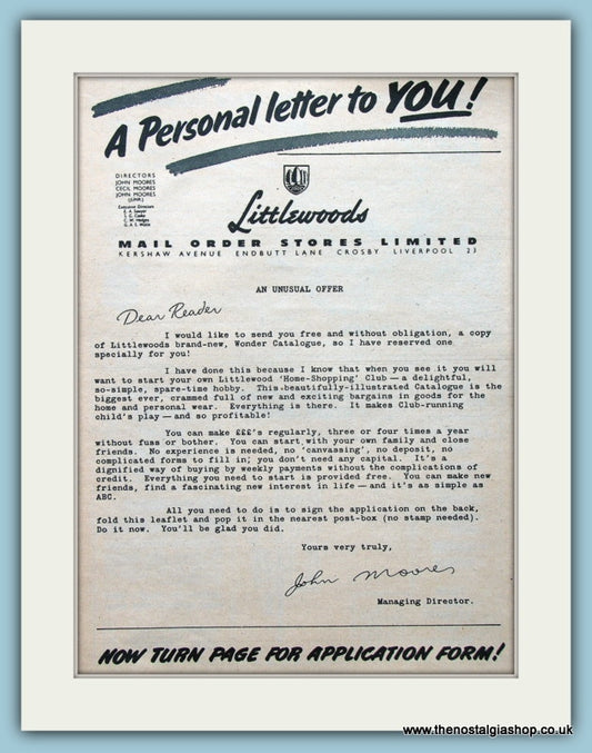 Littlewoods Catalogue Original Advert 1955 (ref AD4559)