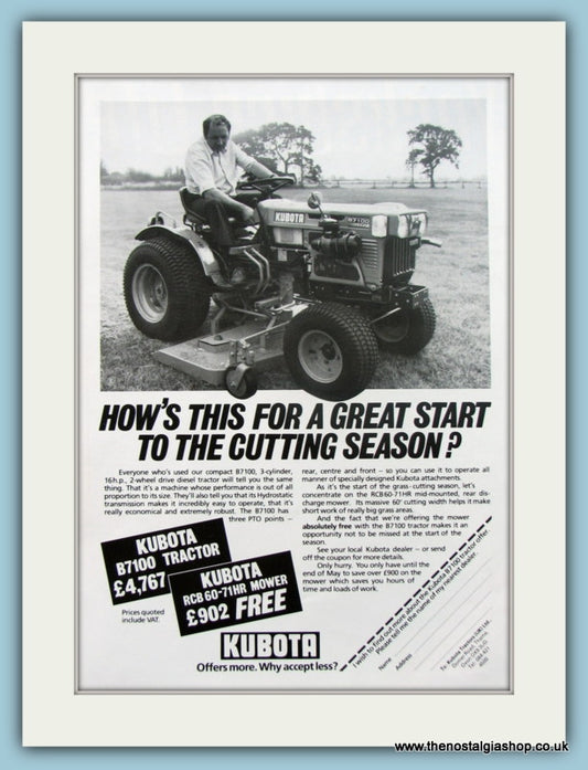 Kubota B7100 Motor mower. Original Advert 1983 (ref AD4608)
