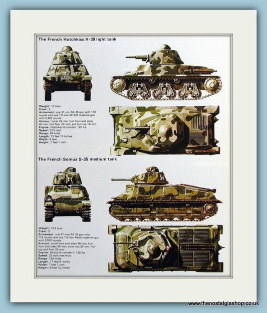 French Hotchkiss H-39 Light Tank Print (ref PR460)