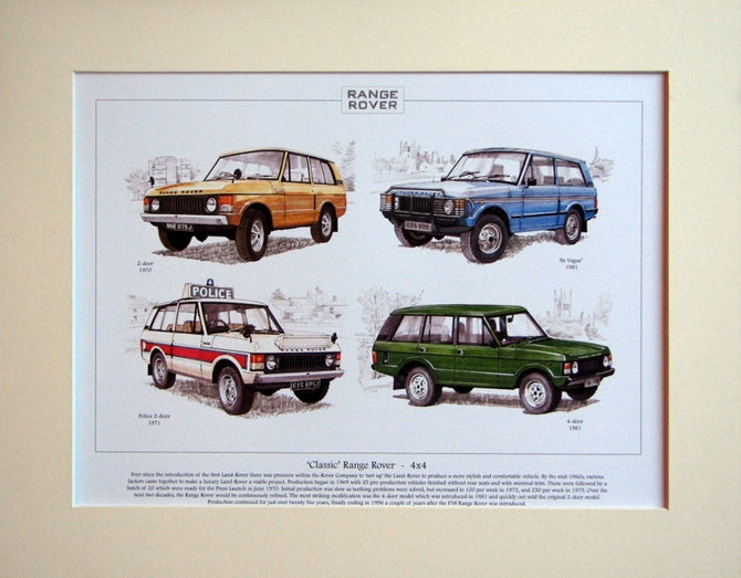 Range Rover  Classics 4 x 4  Mounted Print (ref PR 6000)