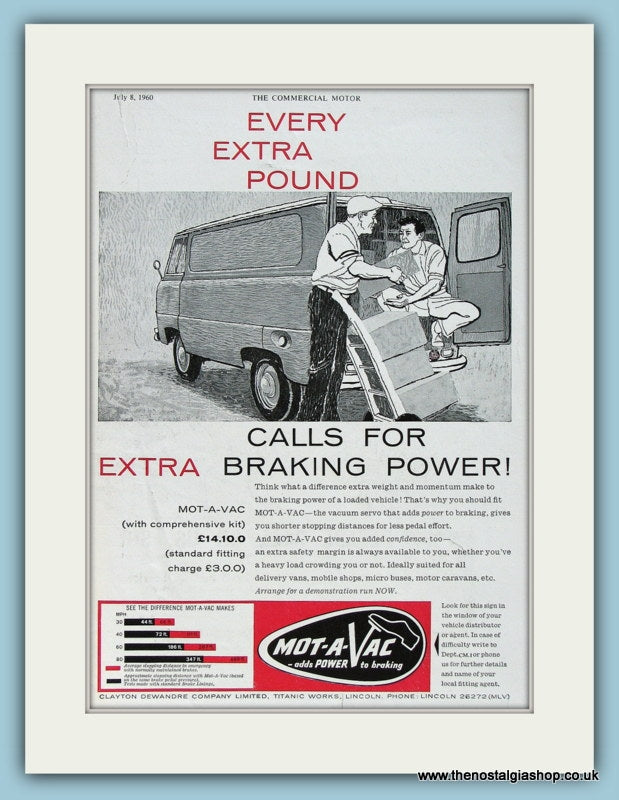 Mot-A-Vac For Braking Power Original Advert 1960 (ref AD2951)