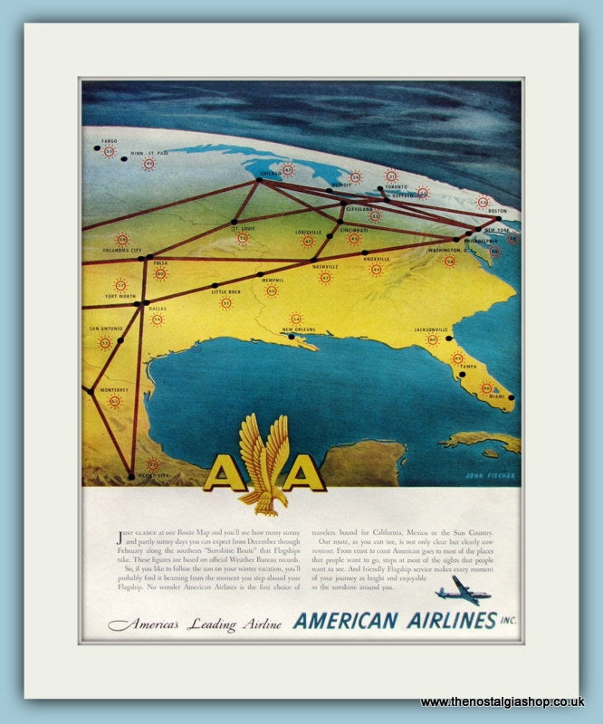 American Airlines. Original Advert 1950 (ref AD8268)