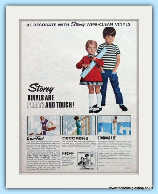 Storey Wipe-Clean Vinyls Original Advert 1967 (ref AD4908)