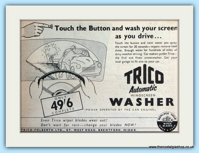 Trico Automatic Windscreen Washer Original Advert 1954 (ref AD5062)