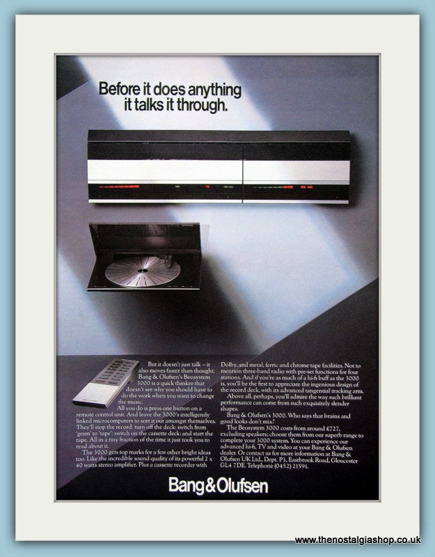 Bang & Olufsen Beosystem 3000 Original Advert 1984 (ref AD3870)