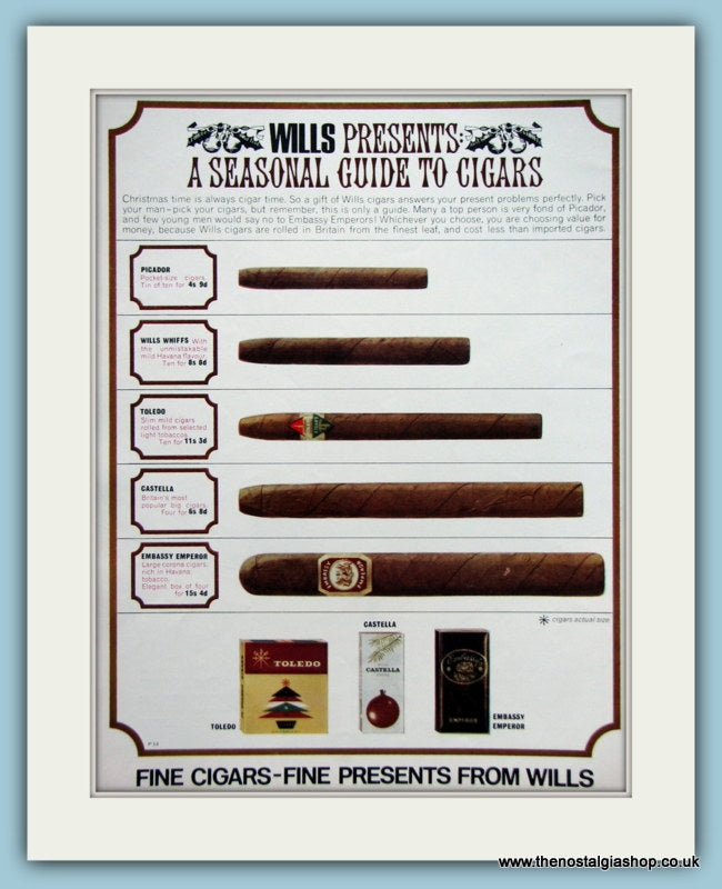Wills Guide To Cigars. Original Advert 1964 (ref AD6049)