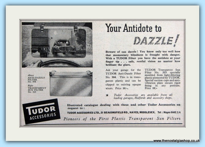 Tudor Accessories Anti-Dazzle Filter Original Advert 1955 (ref AD6001)