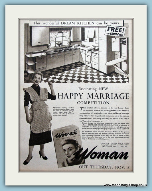 Woman Happy Marriage Competition Dream Kitchen Original Advert 1953 (ref AD3650)