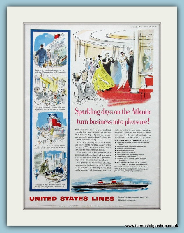 United States Lines Original Advert 1959 (ref AD2309)