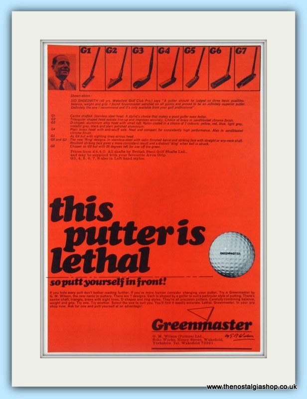 Greenmaster Putters. Original Advert 1968 (ref AD4987)