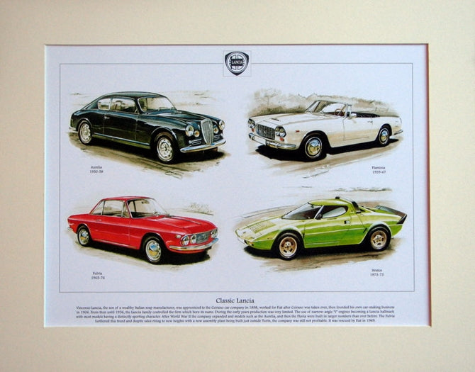Lancia  Classic cars  Mounted Print