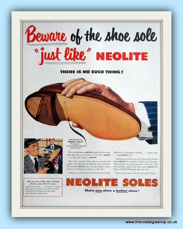 Neolite Shoe Soles. Original Advert 1950s (ref AD8023)
