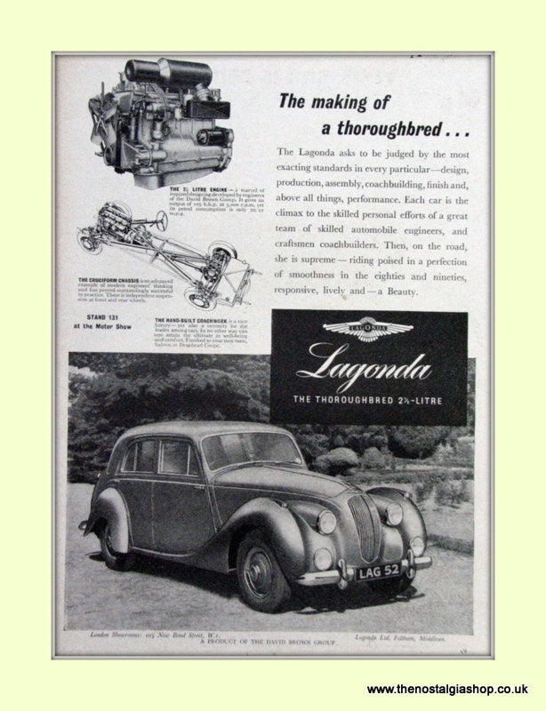 Lagonda 2 1/2 Litre Original Advert 1951 (ref AD6732)