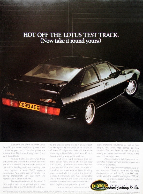 Lotus Excel S.E 1986 Original Advert (ref AD 1665)