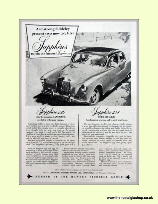 Armstrong Siddeley Sapphire 236/234 Original Advert 1955 (ref AD6654)