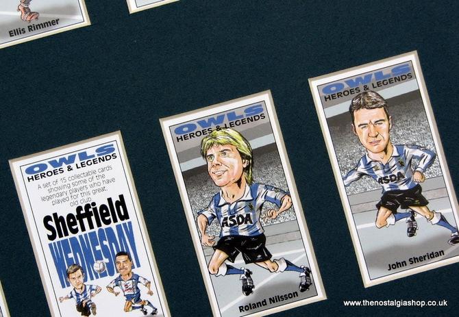 Sheffield Wednesday Heroes and Legends. Mounted Football Card Set.